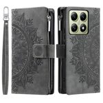 Per Xiaomi 14T Pro Multi-Card Totem Zipper Custodia in pelle per telefono (grigio)