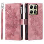Per Xiaomi 14T Pro Multi-Card Totem Custodia in pelle con cerniera (rosa)