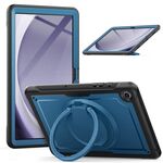 Per Samsung Galaxy Tab A9+ Honeycomb Hybrid Tablet Custodia con maniglia e cinturino (blu navy)
