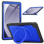 Per Samsung Galaxy Tab A9+ Honeycomb Hybrid Tablet Custodia con maniglia e cinturino (blu scuro)