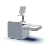 Supporto per telefono da tavolo 2 in 1 con cestino e vassoio per snack, sollevabile e pieghevole (bianco)
