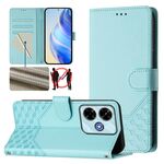 For Redmi 13 5G / 4G Global Honeycomb Embossing RFID Leather Phone Case(Mint Green)