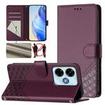 Per Redmi 13 5G / 4G Custodia per telefono in pelle con stampa a nido d'ape RFID globale (viola)