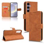 For Samsung Galaxy S24 FE 5G Skin Feel Magnetic Flip Leather Phone Case(Brown)