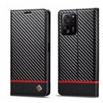 Per Xiaomi 14T Pro LC.IMEEKE Custodia in pelle con texture in fibra di carbonio (nero orizzontale)