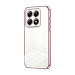 Per Xiaomi 14T Custodia per telefono con foro sottile e placcatura trasparente (rosa)