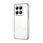 Per Xiaomi 14T Custodia per telefono con foro sottile e placcatura trasparente (argento)