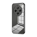 Per Xiaomi Redmi 14R Custodia per telefono con foro sottile e placcatura trasparente (nero)