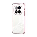 Per Xiaomi Redmi Note 14 Pro+ Custodia per telefono con foro sottile e placcatura trasparente (rosa)