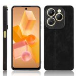For Tecno Spark 20 Pro 4G Cow Pattern Sewing Back Cover Phone Case(Black)