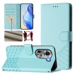 For OPPO Reno11 5G Global Honeycomb Embossing RFID Leather Phone Case(Mint Green)