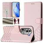 For OPPO Reno11 Pro 5G Global Honeycomb Embossing RFID Leather Phone Case(Pink)