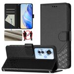 For OPPO Reno11 F 5G Global Honeycomb Embossing RFID Leather Phone Case(Black)