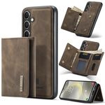 For Samsung Galaxy S24 FE 5G DG.MING M1 Series 3-Fold Multi Card Wallet + Magnetic Phone Case(Coffee)