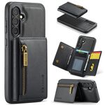 Per Samsung Galaxy S24 FE 5G DG.MING M5 Series Zip RFID Multi Card Custodia in pelle staccabile per telefono (nero)