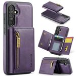 Per Samsung Galaxy S24 FE 5G DG.MING M5 Series Zip RFID Multi Card Custodia in pelle staccabile per telefono (viola)