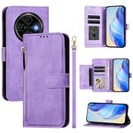 Per Tecno Spark 30C Multi-Card Slots Zipper Wallet Custodia in pelle per telefono (viola)