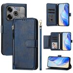 Per Tecno Spark Go 2021 Custodia per telefono in pelle con cerniera e slot multi-carta (blu)