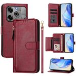 For Tecno Spark Go 2021 Multi-Card Slots Zipper Wallet Leather Phone Case(Dark Red)