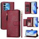 Per Tecno Spark Go 2022 / Spark 8C / Spark 9 Custodia per telefono in pelle con cerniera e slot multi-carta (rosso scuro)