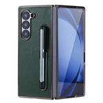 Per Samsung Galaxy Z Fold6 Custodia per telefono pieghevole in PU con cornice placcata e penna (verde)