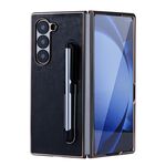 Per Samsung Galaxy Z Fold6 Custodia per telefono pieghevole in PU con cornice placcata e penna (nero)
