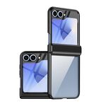 For Samsung Galaxy Z Flip6 Plating Transparent Folding Hinged Phone Case(Black)