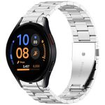 For Samsung Galaxy Watch FE 40mm Three Beads Button Quick Release Metal Watch Band(Silver)