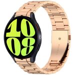 For Samsung Galaxy Watch 6  40 / 44mm Three Beads Button Quick Release Metal Watch Band(Rose Gold)