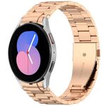 For Samsung Galaxy Watch 5 40 / 44mm Three Beads Button Quick Release Metal Watch Band(Rose Gold)