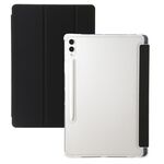 Per Samsung Galaxy Tab S10 Ultra Custodia per tablet in pelle acrilica trasparente a 3 pieghe (nera)