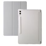 Per Samsung Galaxy Tab S10 Ultra Custodia per tablet in pelle acrilica trasparente a 3 pieghe (grigio)