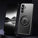 For Samsung Galaxy S24 5G Rotating Holder Frosted Metal Phone Case(Black)