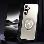 For Samsung Galaxy S24 5G Rotating Holder Frosted Metal Phone Case(Titanium)