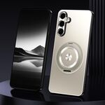 For Samsung Galaxy S24+ 5G Rotating Holder Frosted Metal Phone Case(Titanium)