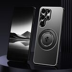For Samsung Galaxy S24 Ultra 5G Rotating Holder Frosted Metal Phone Case(Black)