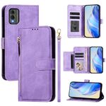 For Nokia C32 Multi-Card Slots Zipper Wallet Leather Phone Case(Purple)