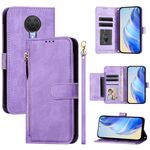 Per Nokia G20 / G10 / 6.3 Multi-Card Slots Zipper Wallet Custodia per telefono in pelle (viola)