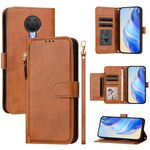 Per Nokia G20 / G10 / 6.3 Multi-Card Slots Zipper Wallet Custodia per telefono in pelle (marrone)