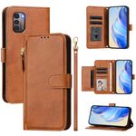 For Nokia G21 / G11 Multi-Card Slots Zipper Wallet Leather Phone Case(Brown)