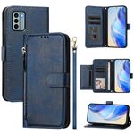Per Nokia G22 Multi-Card Slots Zipper Wallet Custodia in pelle per telefono (blu)
