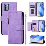 Per Nokia G22 Multi-Card Slots Zipper Wallet Custodia in pelle per telefono (viola)