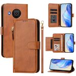 For Nokia X20 / X10 Multi-Card Slots Zipper Wallet Leather Phone Case(Brown)