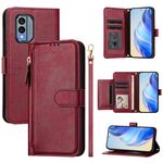 For Nokia X30 Multi-Card Slots Zipper Wallet Leather Phone Case(Dark Red)