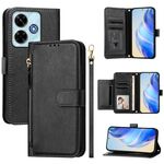 Per Redmi 13 5G / 4G Global Multi-Card Slots Zipper Wallet Custodia in pelle per telefono (nero)