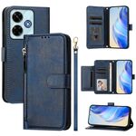 Per Redmi 13 5G / 4G Global Multi-Card Slots Zipper Wallet Custodia in pelle per telefono (blu)