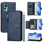 Per Ulefone Note 14 Multi-Card Slots Zipper Wallet Custodia in pelle per telefono (blu)