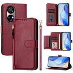 Per Ulefone Note 17 Pro Multi-Card Slots Zipper Wallet Custodia in Pelle per Telefono (Rosso Scuro)