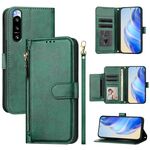 Per Sony Xperia 5 IV Multi-Card Slots Zipper Wallet Custodia in pelle per telefono (verde)