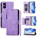 Per Sony Xperia 5 VI Multi-Card Slots Zipper Wallet Custodia in pelle per telefono (viola)